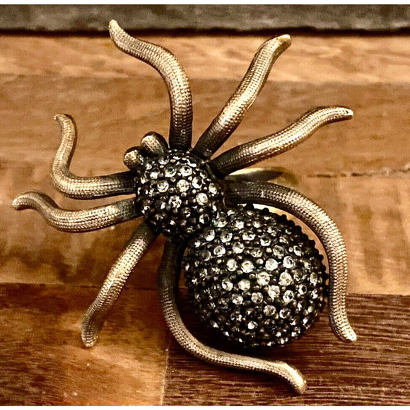 RARE 90s Linda Levinson Matte Gold, Crystal & GARNET Ring, Fall Jewelry, Vintage - Picture 10 of 12